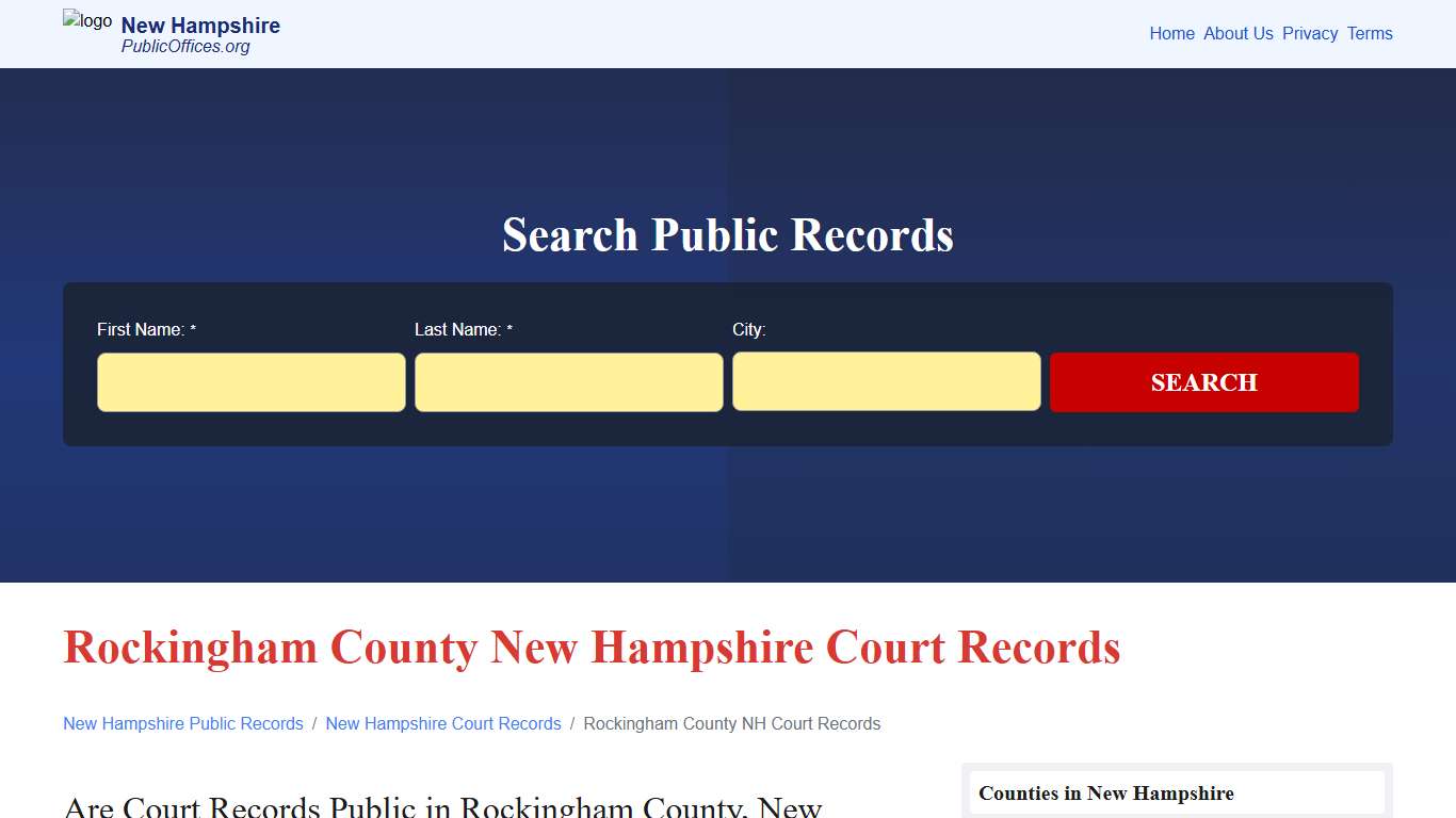 Rockingham County, NH Court Records Search – PublicOffices.org