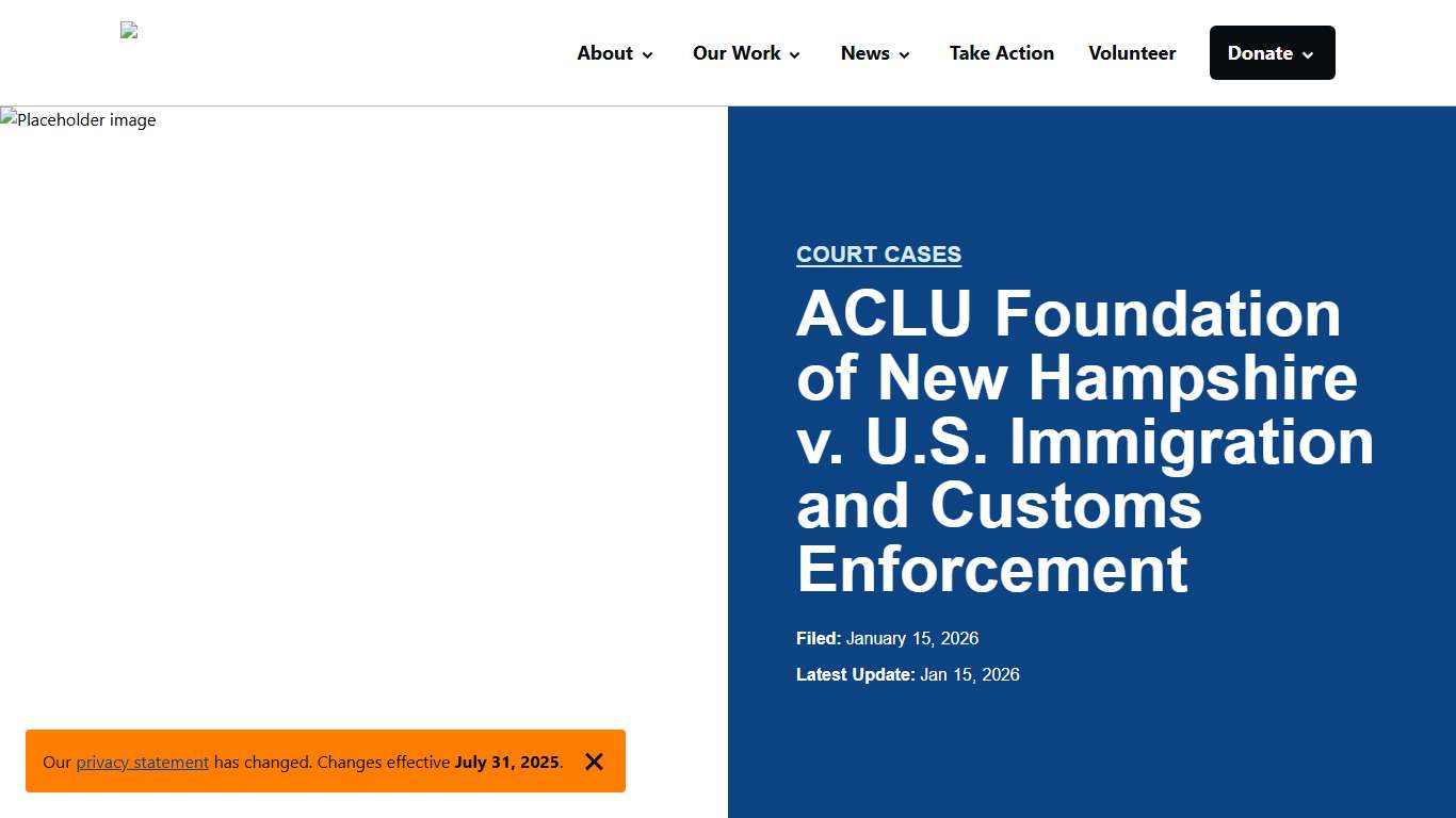 ACLU Foundation of New Hampshire v. U.S. Immigration and Customs Enforcement - ACLU of New Hampshire